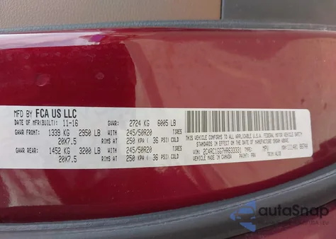 2017 Chrysler Pacifica Limited из США, поврежденный, VIN 2C4RC1GG7HR633331